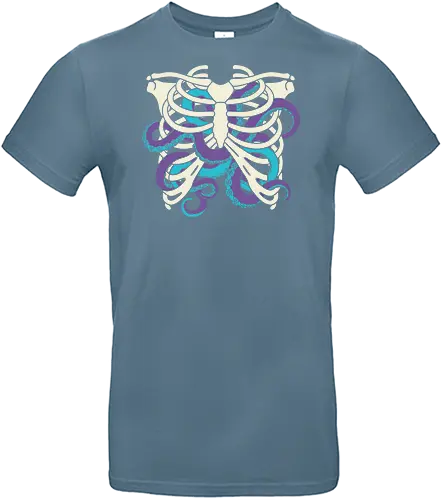 Heart of Tentacles - Octopus ribs, tentacle heart, surreal art, anatomical, weird art, gothic, marine biology, Cthulhu, unique graphic, t-shirt design, art print, macabre, deep sea, purple and teal, unconventional - Standard T-Shirt