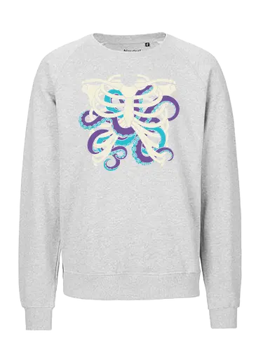 Heart of Tentacles - Octopus ribs, tentacle heart, surreal art, anatomical, weird art, gothic, marine biology, Cthulhu, unique graphic, t-shirt design, art print, macabre, deep sea, purple and teal, unconventional - Fairtrade Sweatshirt