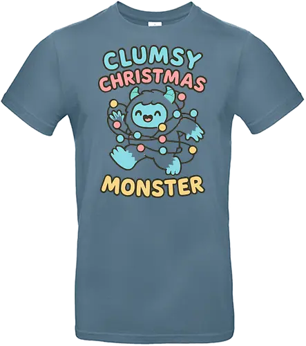  Clumsy Christmas Monster - Clumsy Christmas Monster, Yeti, abominable snowman, funny Christmas, cute monster, holiday humor, Christmas lights, tangled, whimsical, pastel, t-shirt design, art print, festive humor, cute yeti. - Standard T-Shirt