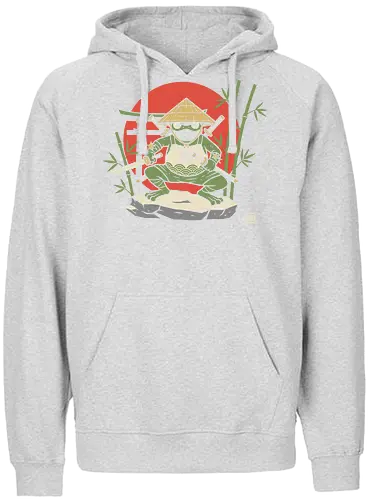  Ronin Frog Warrior - Ninja frog, samurai frog, ronin, frog warrior, Japanese art, torii gate, Hinomaru, katana, fantasy art, t-shirt design, art print, cool frog, gecko, unique graphic, traditional Japan, shinobi - Fairtrade Hoodie