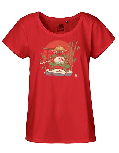  Ronin Frog Warrior - Ninja frog, samurai frog, ronin, frog warrior, Japanese art, torii gate, Hinomaru, katana, fantasy art, t-shirt design, art print, cool frog, gecko, unique graphic, traditional Japan, shinobi - Fairtrade Girl Shirt