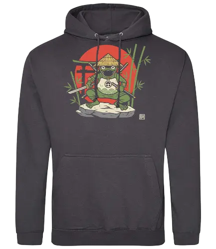  Ronin Frog Warrior - Ninja frog, samurai frog, ronin, frog warrior, Japanese art, torii gate, Hinomaru, katana, fantasy art, t-shirt design, art print, cool frog, gecko, unique graphic, traditional Japan, shinobi - Standard Hoodie