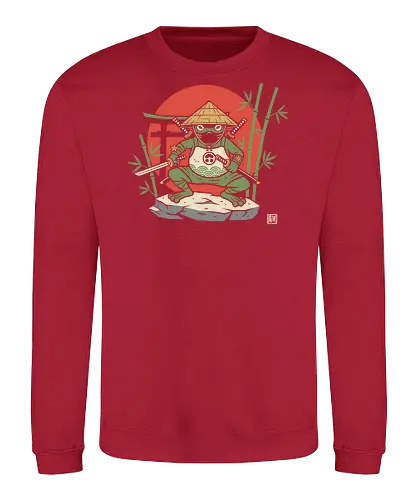  Ronin Frog Warrior - Ninja frog, samurai frog, ronin, frog warrior, Japanese art, torii gate, Hinomaru, katana, fantasy art, t-shirt design, art print, cool frog, gecko, unique graphic, traditional Japan, shinobi - Sweatshirt
