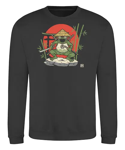  Ronin Frog Warrior - Ninja frog, samurai frog, ronin, frog warrior, Japanese art, torii gate, Hinomaru, katana, fantasy art, t-shirt design, art print, cool frog, gecko, unique graphic, traditional Japan, shinobi - Sweatshirt