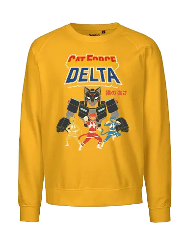 Cat Force Delta: Feline Megazord - Cat Force Delta, Power Rangers parody, cat mecha, feline megazord, funny cat, sci-fi, mecha anime, nostalgic cartoon, fan art, t-shirt design, art print, geek humor, pop culture mashup, cat lover - Fairtrade Sweatshirt