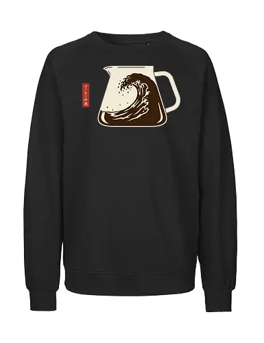 The Great Wave Off Coffee - Coffee Wave, Great Wave parody, Hokusai, coffee art, minimalist, Japanese art, coffee lover, caffeine, unique graphic, t-shirt design, art print, cultural mashup, foodie, retro coffee, The Great Wave off Kanagawa - Fairtrade Sweatshirt