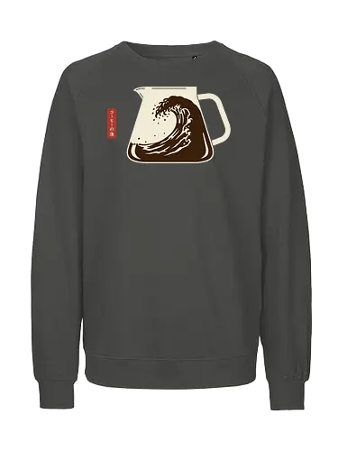  The Great Wave Off Coffee - Coffee Wave, Great Wave parody, Hokusai, coffee art, minimalist, Japanese art, coffee lover, caffeine, unique graphic, t-shirt design, art print, cultural mashup, foodie, retro coffee, The Great Wave off Kanagawa - Fairtrade Sweatshirt