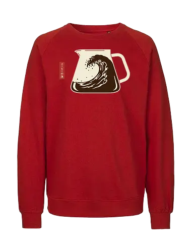  The Great Wave Off Coffee - Coffee Wave, Great Wave parody, Hokusai, coffee art, minimalist, Japanese art, coffee lover, caffeine, unique graphic, t-shirt design, art print, cultural mashup, foodie, retro coffee, The Great Wave off Kanagawa - Fairtrade Sweatshirt