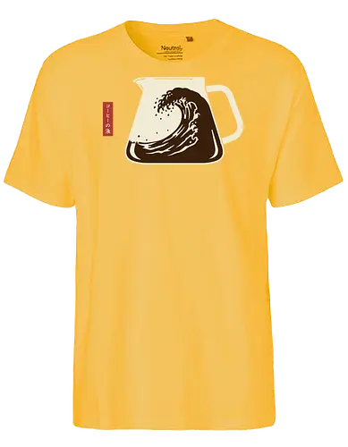  The Great Wave Off Coffee - Coffee Wave, Great Wave parody, Hokusai, coffee art, minimalist, Japanese art, coffee lover, caffeine, unique graphic, t-shirt design, art print, cultural mashup, foodie, retro coffee, The Great Wave off Kanagawa - Fairtrade T-Shirt