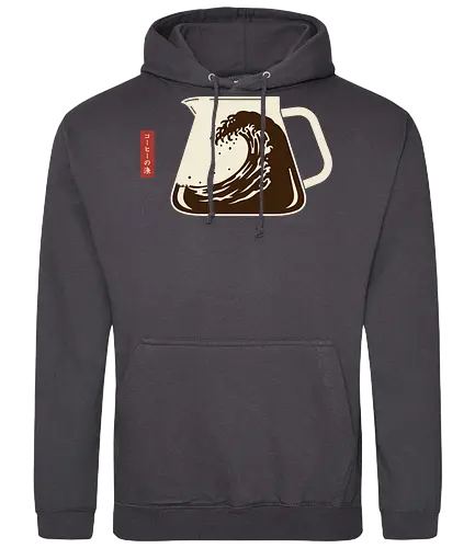  The Great Wave Off Coffee - Coffee Wave, Great Wave parody, Hokusai, coffee art, minimalist, Japanese art, coffee lover, caffeine, unique graphic, t-shirt design, art print, cultural mashup, foodie, retro coffee, The Great Wave off Kanagawa - Standard Hoodie