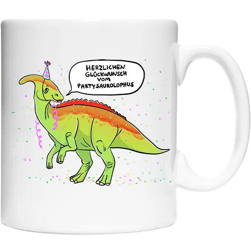 Partysaurolphus mit Sprechblase