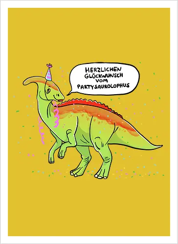 Partysaurolphus mit Sprechblase