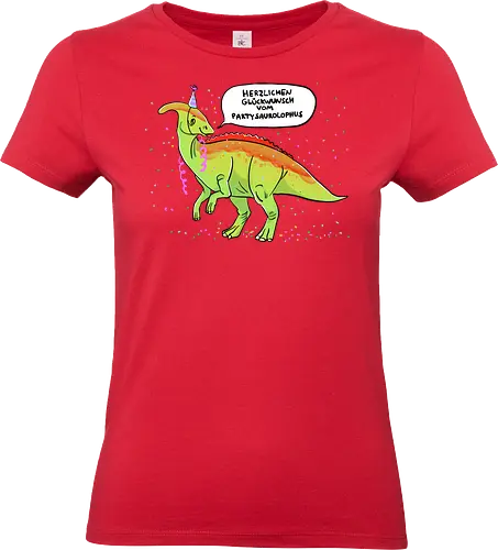 Partysaurolphus mit Sprechblase - Comic, Dino, Parasaurolophus, Party - Standard T-Shirt (Frauen)
