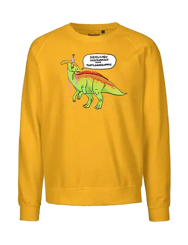 Partysaurolphus mit Sprechblase - Comic, Dino, Parasaurolophus, Party - Fairtrade Sweatshirt
