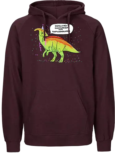 Partysaurolphus mit Sprechblase - Comic, Dino, Parasaurolophus, Party - Fairtrade Hoodie