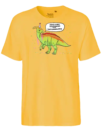 Partysaurolphus mit Sprechblase - Comic, Dino, Parasaurolophus, Party - Fairtrade T-Shirt