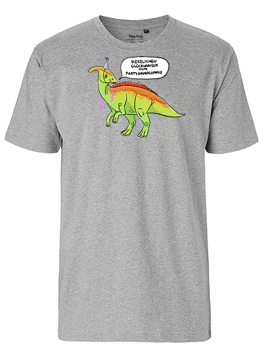 Partysaurolphus mit Sprechblase - Comic, Dino, Parasaurolophus, Party - Fairtrade T-Shirt