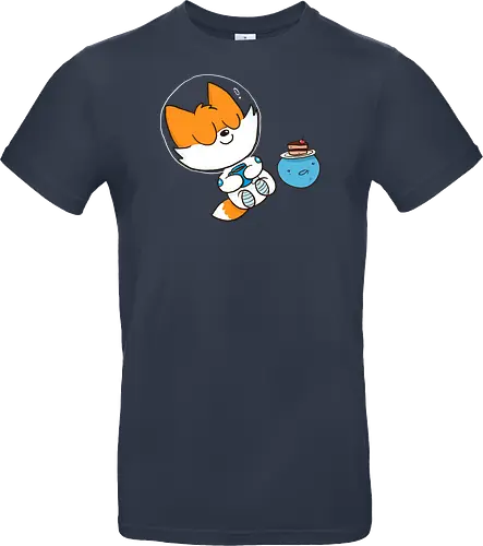 Pause vom Weltalltag (ohne Background) - Comic, Fuchs, Space, Weltraum, Pause - Standard T-Shirt