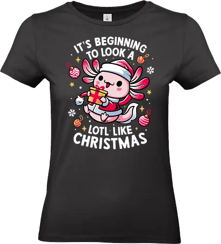 Axolotl Sweet Christmas - axolotl, adorable, animal lover, cozy, cute christmas, festive, funny, gift, salamander, happy holidays, kawaii, merry xmas, pun, santa, winter season - Standard T-Shirt (Frauen)