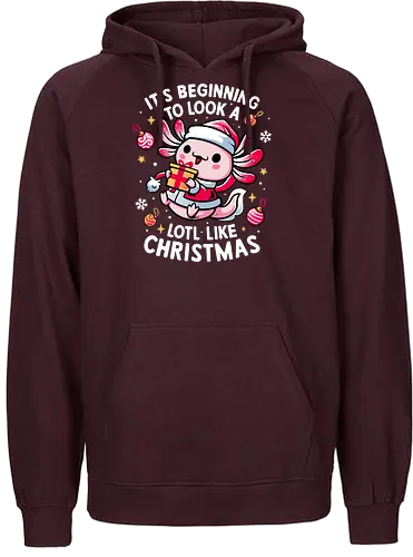 Axolotl Sweet Christmas - axolotl, adorable, animal lover, cozy, cute christmas, festive, funny, gift, salamander, happy holidays, kawaii, merry xmas, pun, santa, winter season - Fairtrade Hoodie