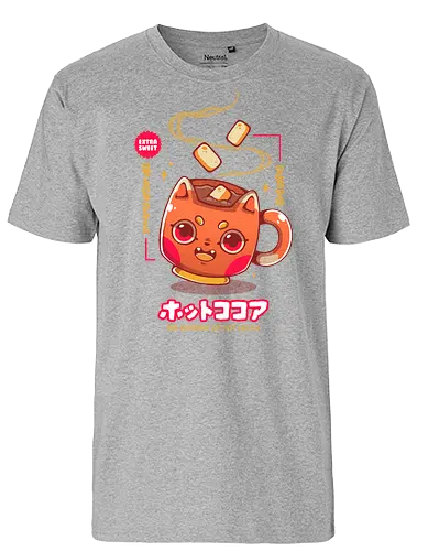 HOT COCOA - cocoa, chocolat, chocolate, hot cocoa, cute, kawaii, marshmallows - Fairtrade T-Shirt