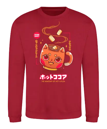HOT COCOA - cocoa, chocolat, chocolate, hot cocoa, cute, kawaii, marshmallows - Sweatshirt