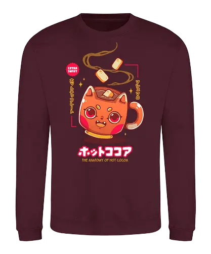 HOT COCOA - cocoa, chocolat, chocolate, hot cocoa, cute, kawaii, marshmallows - Sweatshirt