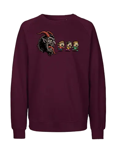 Kramp-Man - kampus, christmas, demon, folklore, gaming, german, horror, krampusnacht, merry christmas, mythology, pac man, Retrogaming, scary, spooky, xmas - Fairtrade Sweatshirt