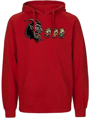Kramp-Man - kampus, christmas, demon, folklore, gaming, german, horror, krampusnacht, merry christmas, mythology, pac man, Retrogaming, scary, spooky, xmas - Fairtrade Hoodie