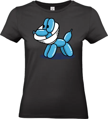 Safety Balloon Dog - Balloon dog, face mask, funny dog, pandemic art, safety humor, minimalist, balloon animal, quirky art, pop culture, t-shirt design, art print, cool graphic, modern humor, blue dog - Standard T-Shirt (Frauen)