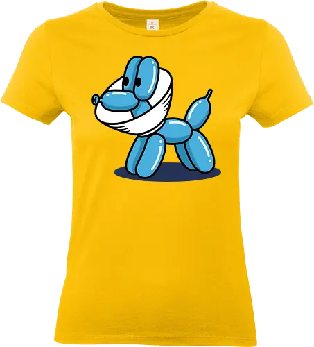 Safety Balloon Dog - Balloon dog, face mask, funny dog, pandemic art, safety humor, minimalist, balloon animal, quirky art, pop culture, t-shirt design, art print, cool graphic, modern humor, blue dog - Standard T-Shirt (Frauen)