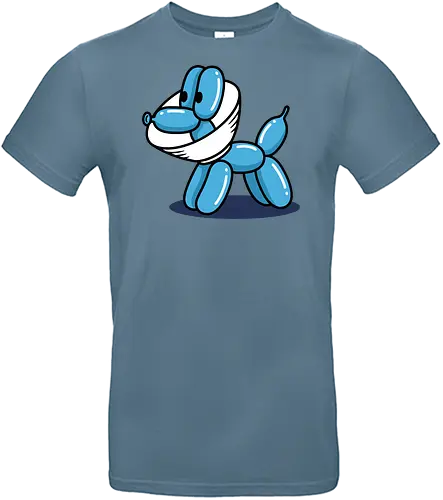Safety Balloon Dog - Balloon dog, face mask, funny dog, pandemic art, safety humor, minimalist, balloon animal, quirky art, pop culture, t-shirt design, art print, cool graphic, modern humor, blue dog - Standard T-Shirt