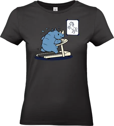  Rhino Fitness Goals - Rhino on treadmill, funny gym, fitness goals, running humor, workout motivation, cute rhino, horse aspiration, gym gift, t-shirt design, art print, quirky humor, funny animal, exercise graphic - Standard T-Shirt (Frauen)