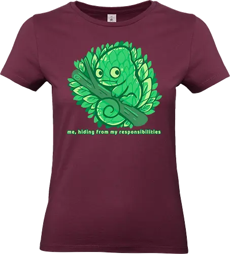 Hiding from my responsibilities - Chamäleon, lustig, verstecken, versteckt, chameleon, funny, hiding, hide, lazy, introvert, camouflage, relatable, nature, leaves, tree - Standard T-Shirt (Frauen)