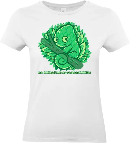 Hiding from my responsibilities - Chamäleon, lustig, verstecken, versteckt, chameleon, funny, hiding, hide, lazy, introvert, camouflage, relatable, nature, leaves, tree - Standard T-Shirt (Frauen)
