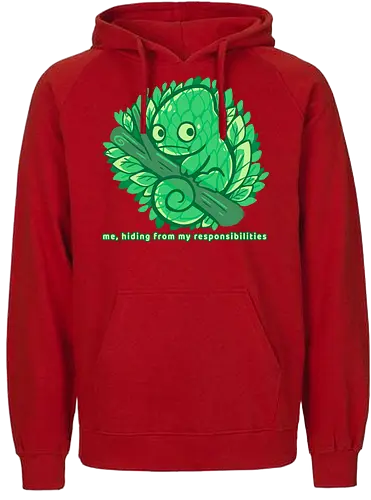 Hiding from my responsibilities - Chamäleon, lustig, verstecken, versteckt, chameleon, funny, hiding, hide, lazy, introvert, camouflage, relatable, nature, leaves, tree - Fairtrade Hoodie