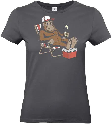 Bigfoot beach day - Lazy ape, gorilla vacation, funny monkey, beach day, chill vibes, summer humor, cool primate, cooler, trucker hat, funny animal art, t-shirt design, art print, laid-back, quirky graphic, bigfoot, nature - Standard T-Shirt (Frauen)