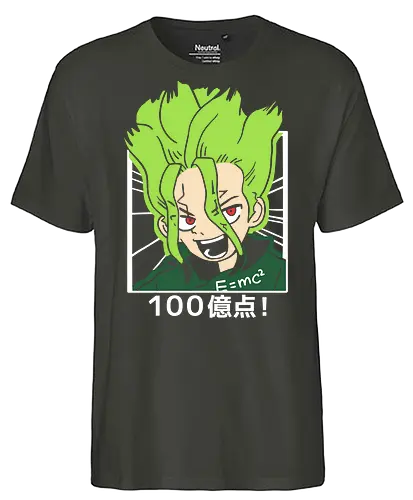  Senku Ishigami: 10 Billion Points! - Senku Ishigami, Dr. Stone, 10 billion points, $E=mc^2$, anime, manga, science genius, fan art, t-shirt design, art print, cool anime art, geek art, stylish, scientist, Kingdom of Science, Shonen - Fairtrade T-Shirt