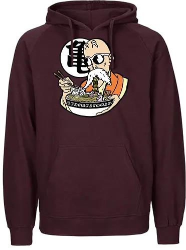  Master Roshi's Ramen Feast - Master Roshi, Kame Sennin, Dragon, DBZ, ramen, anime, manga, food art, fan art, t-shirt design, art print, cool anime art, geek art, Turtle School, Kame kanji, nostalgic. - Fairtrade Hoodie