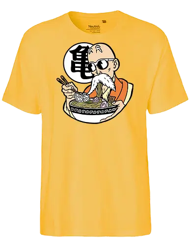  Master Roshi's Ramen Feast - Master Roshi, Kame Sennin, Dragon, DBZ, ramen, anime, manga, food art, fan art, t-shirt design, art print, cool anime art, geek art, Turtle School, Kame kanji, nostalgic. - Fairtrade T-Shirt
