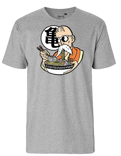  Master Roshi's Ramen Feast - Master Roshi, Kame Sennin, Dragon, DBZ, ramen, anime, manga, food art, fan art, t-shirt design, art print, cool anime art, geek art, Turtle School, Kame kanji, nostalgic. - Fairtrade T-Shirt