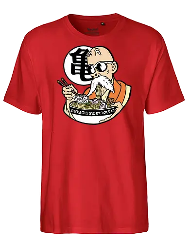  Master Roshi's Ramen Feast - Master Roshi, Kame Sennin, Dragon, DBZ, ramen, anime, manga, food art, fan art, t-shirt design, art print, cool anime art, geek art, Turtle School, Kame kanji, nostalgic. - Fairtrade T-Shirt