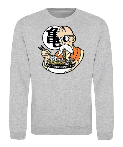  Master Roshi's Ramen Feast - Master Roshi, Kame Sennin, Dragon, DBZ, ramen, anime, manga, food art, fan art, t-shirt design, art print, cool anime art, geek art, Turtle School, Kame kanji, nostalgic. - Sweatshirt