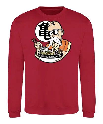 Master Roshi's Ramen Feast - Master Roshi, Kame Sennin, Dragon, DBZ, ramen, anime, manga, food art, fan art, t-shirt design, art print, cool anime art, geek art, Turtle School, Kame kanji, nostalgic. - Sweatshirt