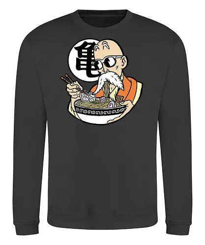  Master Roshi's Ramen Feast - Master Roshi, Kame Sennin, Dragon, DBZ, ramen, anime, manga, food art, fan art, t-shirt design, art print, cool anime art, geek art, Turtle School, Kame kanji, nostalgic. - Sweatshirt