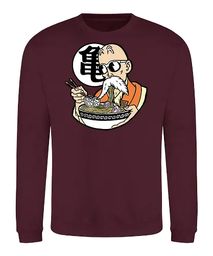  Master Roshi's Ramen Feast - Master Roshi, Kame Sennin, Dragon, DBZ, ramen, anime, manga, food art, fan art, t-shirt design, art print, cool anime art, geek art, Turtle School, Kame kanji, nostalgic. - Sweatshirt