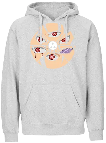 Shattered Dojutsu Legacy - Sharingan, Rinnegan, Mangekyō Sharingan, Uchiha Clan, Dojutsu, Shinobi, anime, manga, fan art, t-shirt design, art print, cool anime art, geek art, iconic eyes, minimalist, power, Sasuke, Itachi, Madara - Fairtrade Hoodie