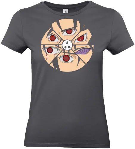Shattered Dojutsu Legacy - Sharingan, Rinnegan, Mangekyō Sharingan, Uchiha Clan, Dojutsu, Shinobi, anime, manga, fan art, t-shirt design, art print, cool anime art, geek art, iconic eyes, minimalist, power, Sasuke, Itachi, Madara - Standard T-Shirt (Frauen)