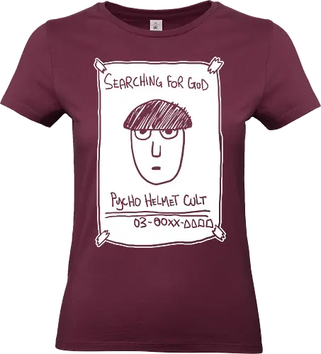 Psycho Helmet Cult Flyer - Mob, Psycho Helmet Cult, Searching for God, anime, manga, fan art, t-shirt design, art print, minimalist, sketchy, cult meme, Shigeo Kageyama, unique anime - Standard T-Shirt (Frauen)