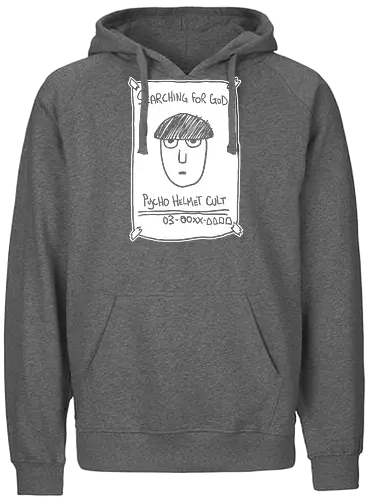 Psycho Helmet Cult Flyer - Mob, Psycho Helmet Cult, Searching for God, anime, manga, fan art, t-shirt design, art print, minimalist, sketchy, cult meme, Shigeo Kageyama, unique anime - Fairtrade Hoodie